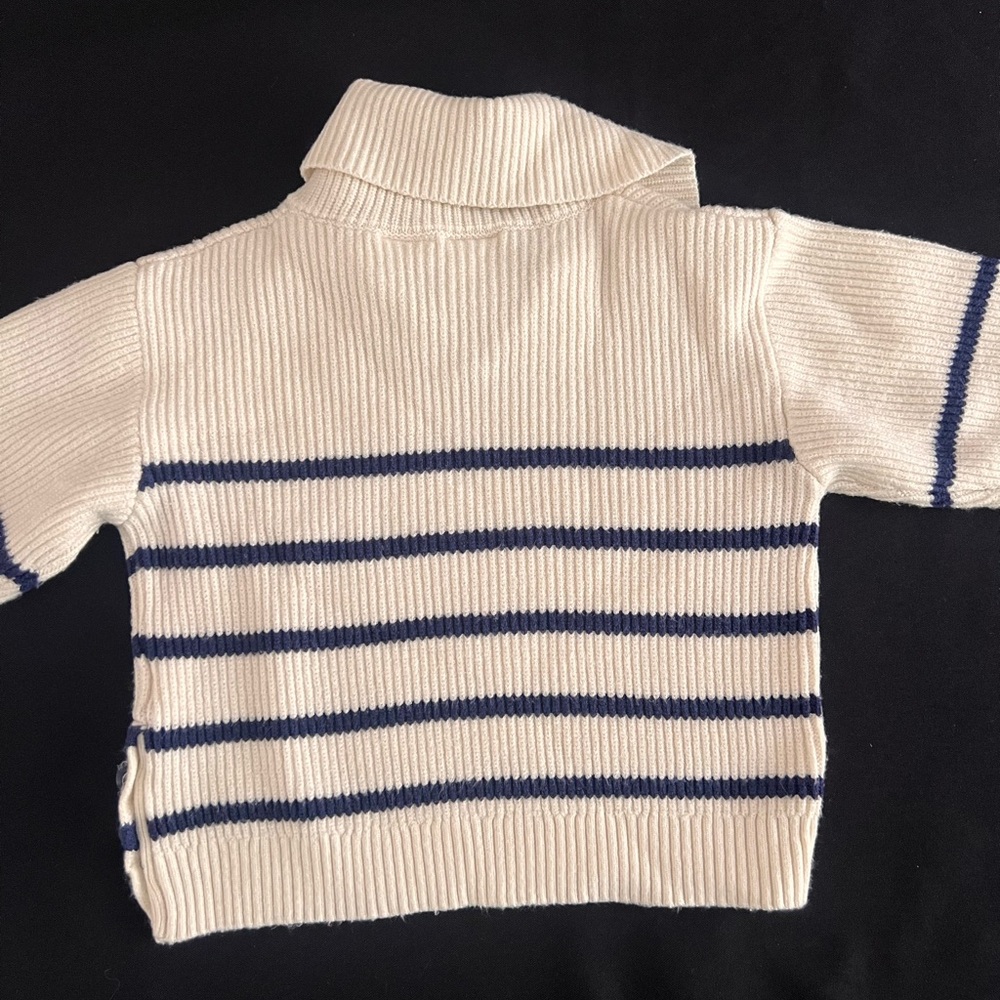 Zara Striped Knit Sweater with Anchor Buttons 18-24M Cream & Navy NWT